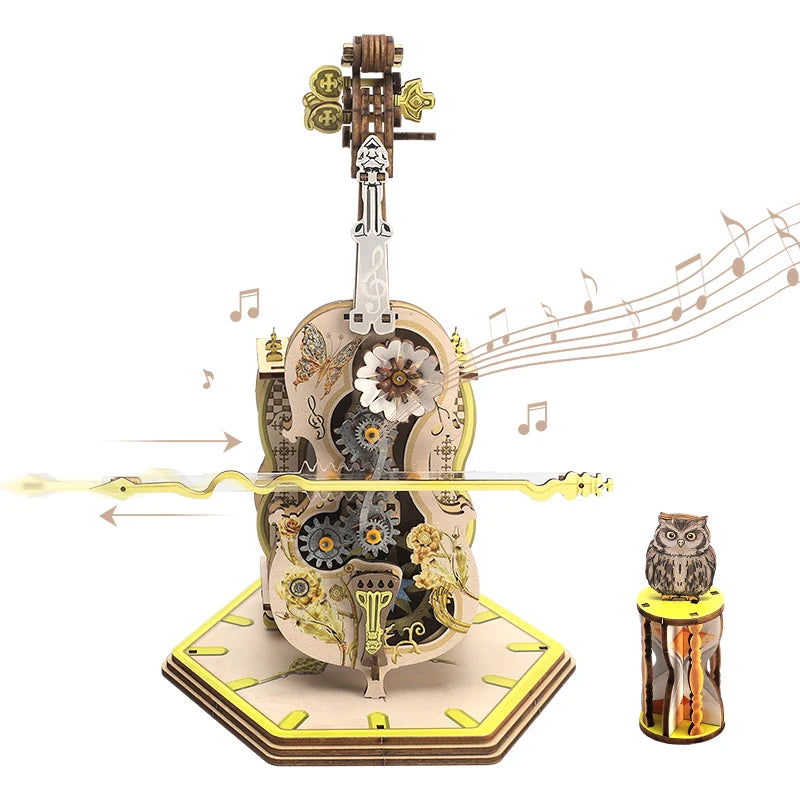 3D Wooden Puzzle : Magic Cello Mechanical Music Box