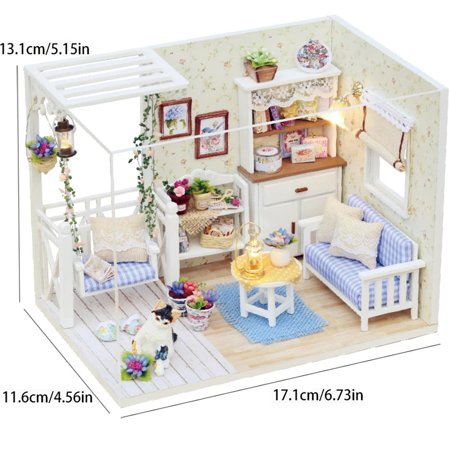 DIY 3D Puzzle: Kitten Mini Doll House with Furniture for Creative Home Decoration