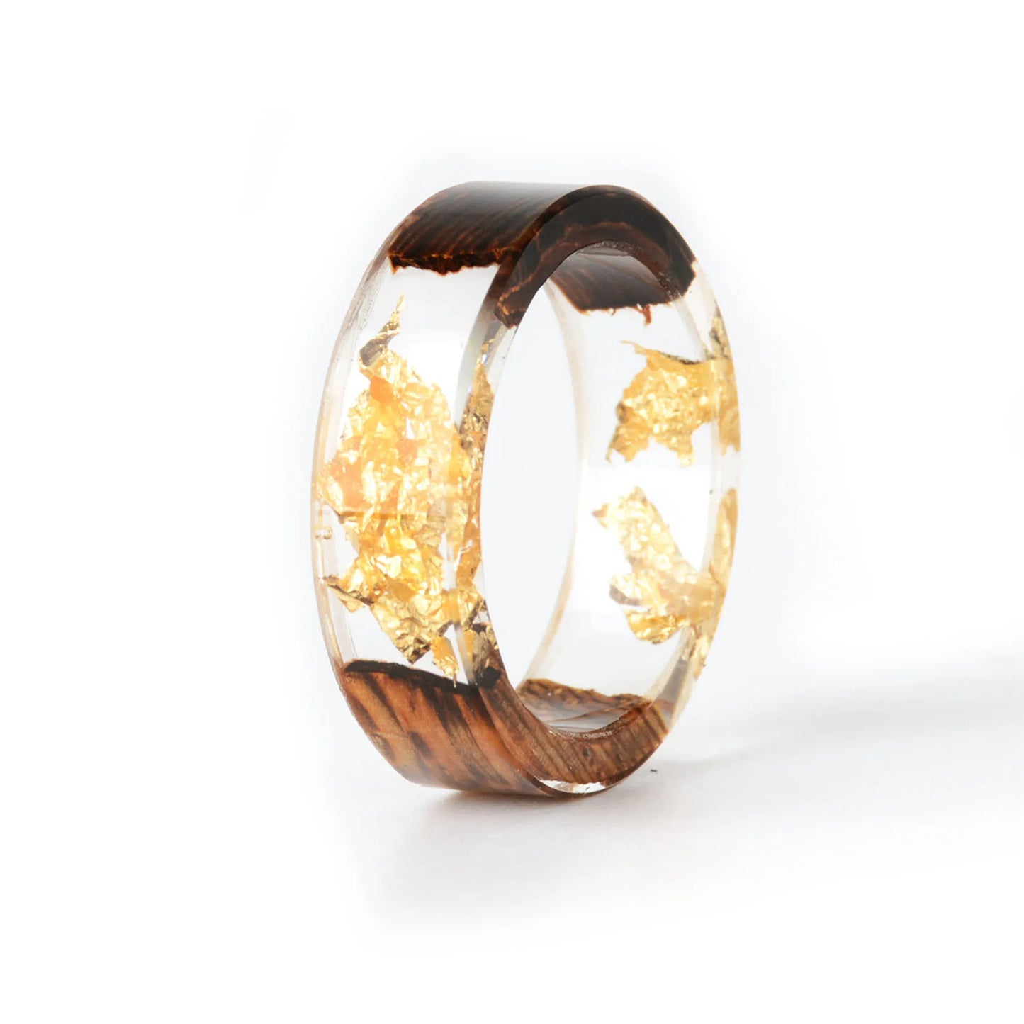 Wood Resin Ring Diy Handmade Dried Flowers Ring For Women Men Fashion Jewelry