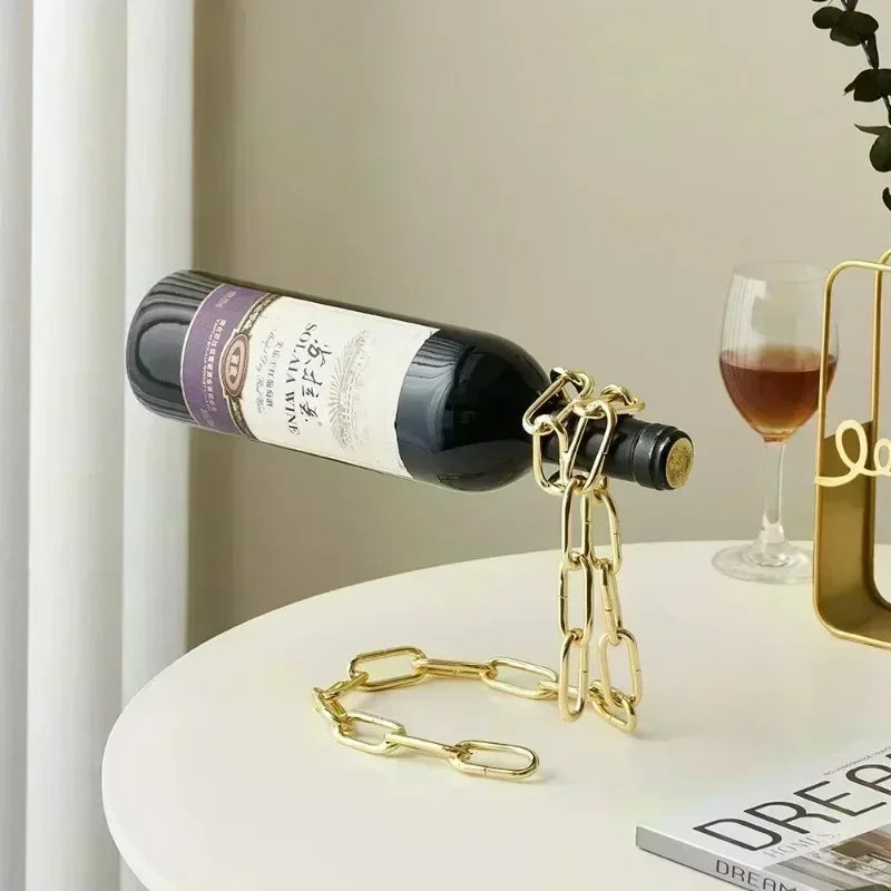 Magical Suspension iron Chain Wine Racks One Bottle Wine Display Racks Stand Holder Bar Decoration