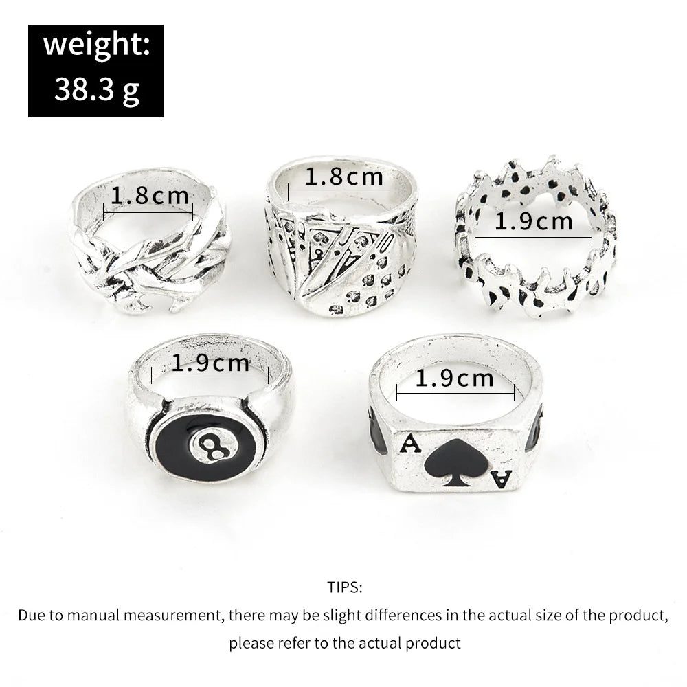 Gothic Punk Street Ring Set - Hip Accessories