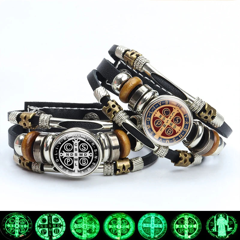 Luminous Saint Benedict Medal Bracelet: Catholic Elegance