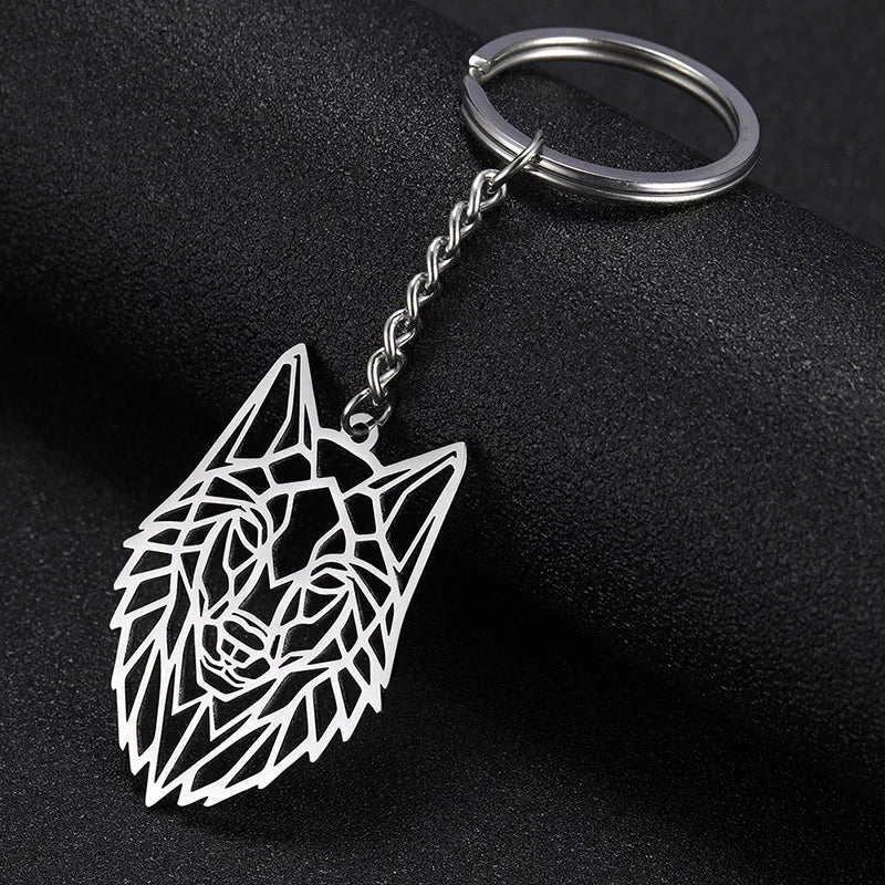 Creative and design Wolf Keychain Fox Tiger Bear Animal Pendant Unicorn Rabbit Stainless Steel Keyring