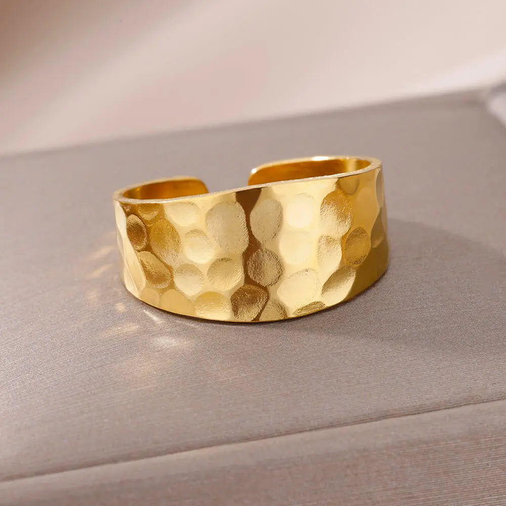 Gold-Plated Steel Rings: Aesthetic Couple Jewelry