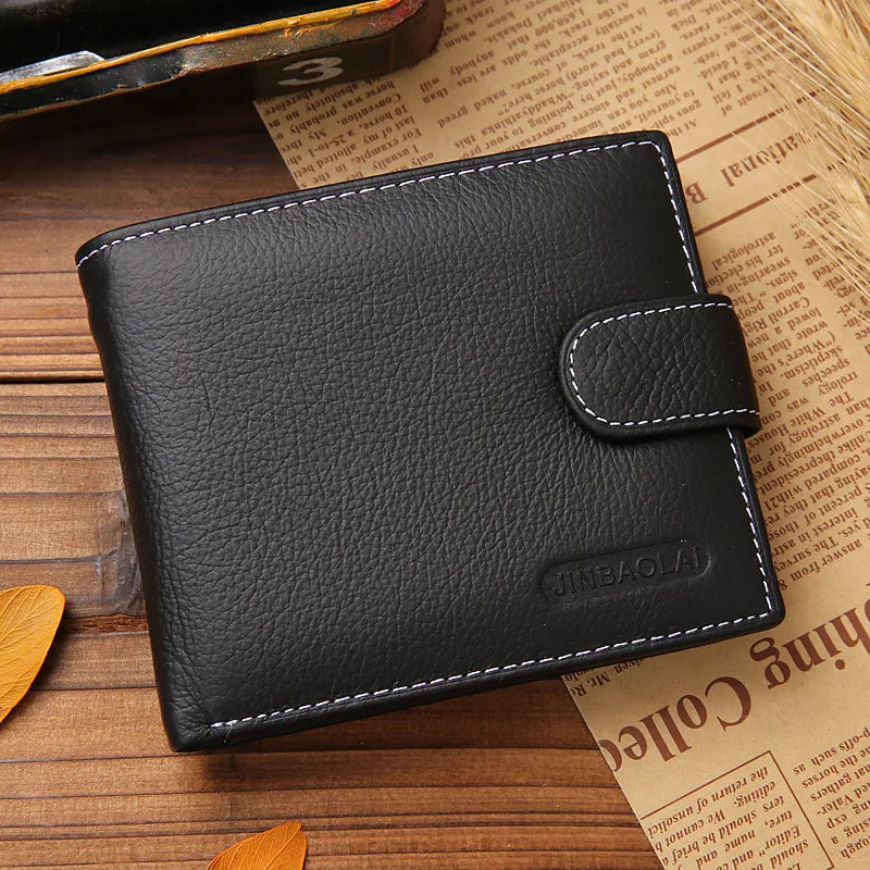 Leather Men Wallets Cow Leather Solid Sample Style Zipper Purse