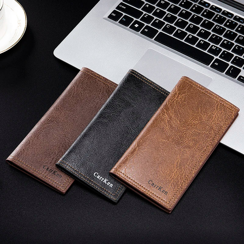 Long Leather Wallet - Ultra Thin, Trendy, Multi Card