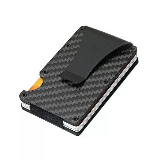 Carbon Fiber Card Holder Mini Aluminum Metal RFID Magic Men's Wallet