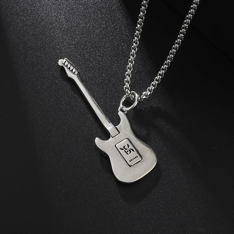 Punk Rock Music Guitar Necklace Men Women Gothic Pendant Necklace Fashion Personalized Gift