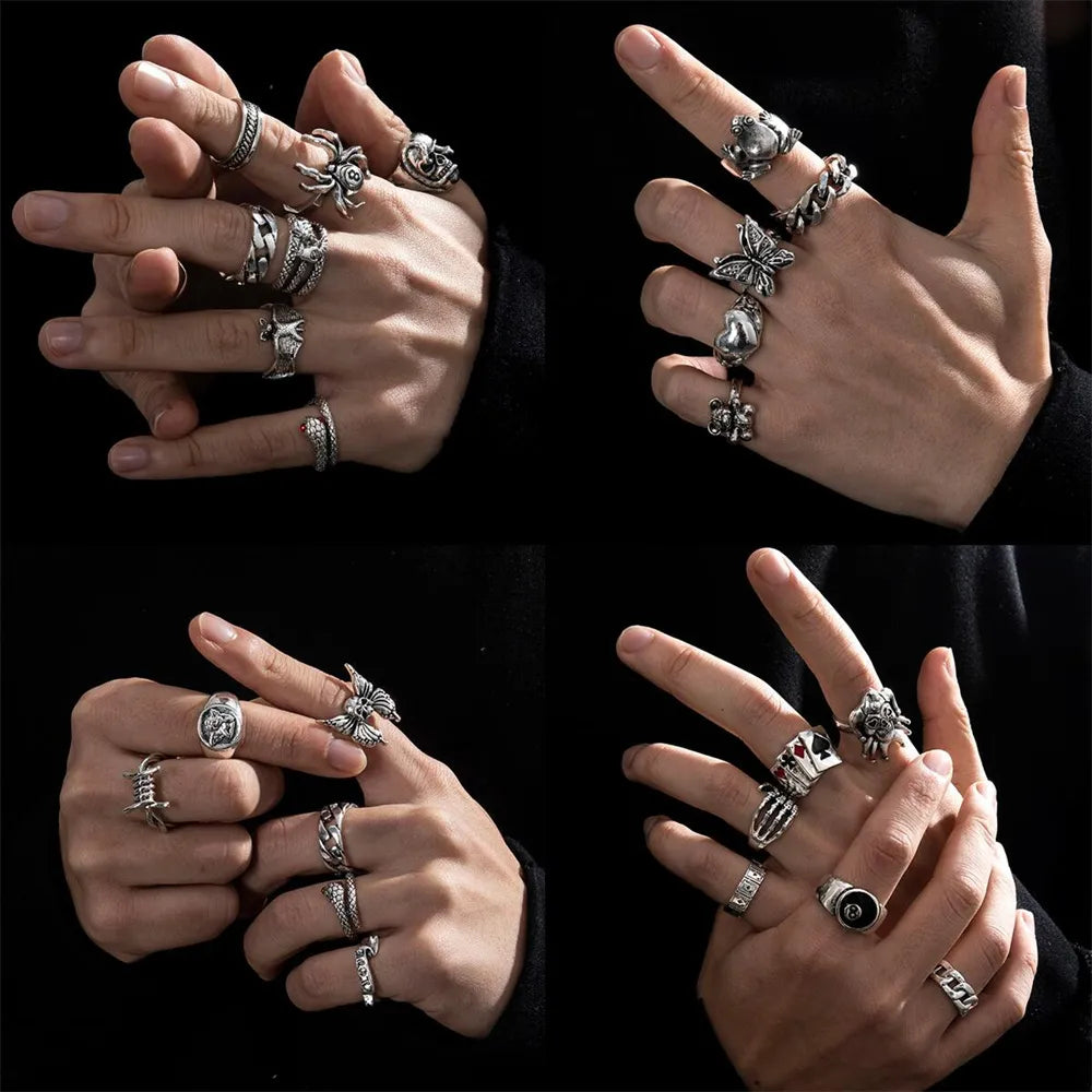 Gothic Punk Street Ring Set - Hip Accessories