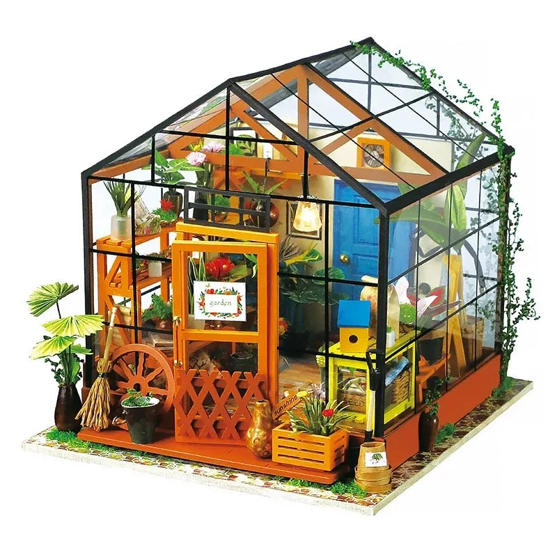 Robotime DIY Doll House with Furniture Children Adult  Green Miniature Dollhouse Wooden Kits Assemble Toy Xmas Brithday Gifts