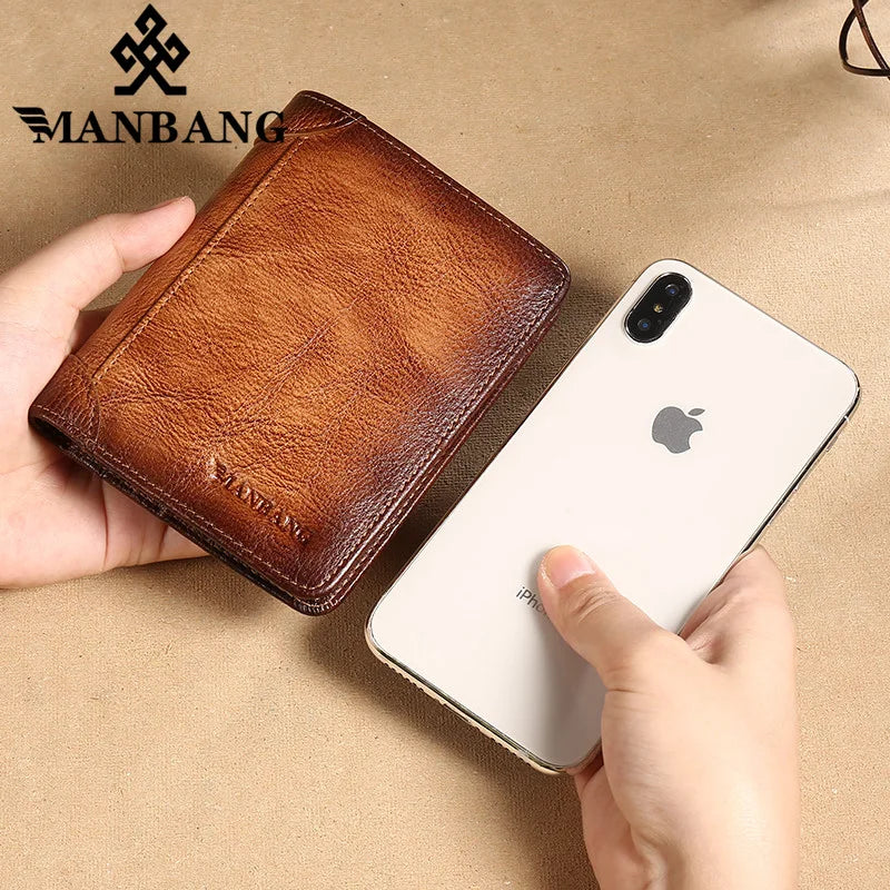 Men's Wallets RFID Genuine Leather Trifold Wallets