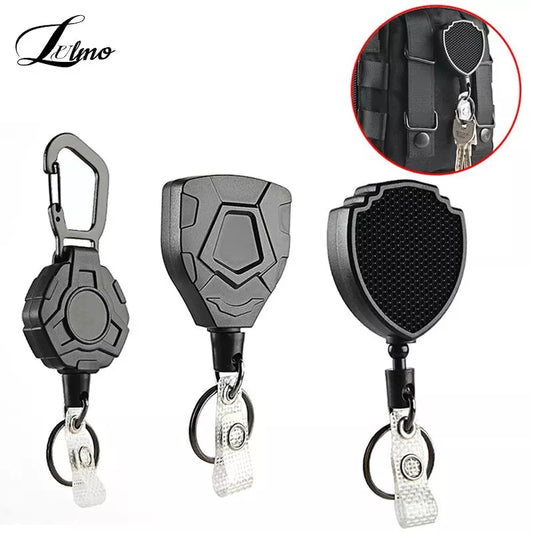 Anti-theft Metal Easy-to-pull Buckle Rope Elastic Keychain