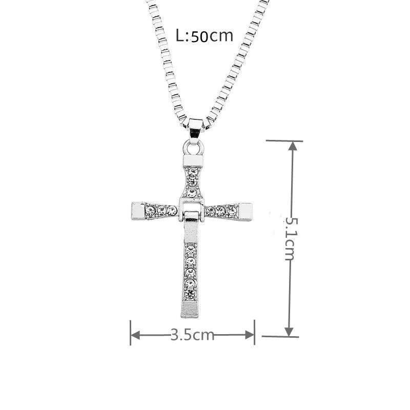 The Fast and The Furious Celebrity Vin Diesel Item Crystal Jesus Men Cross Pendant Necklace Gift Jewelry