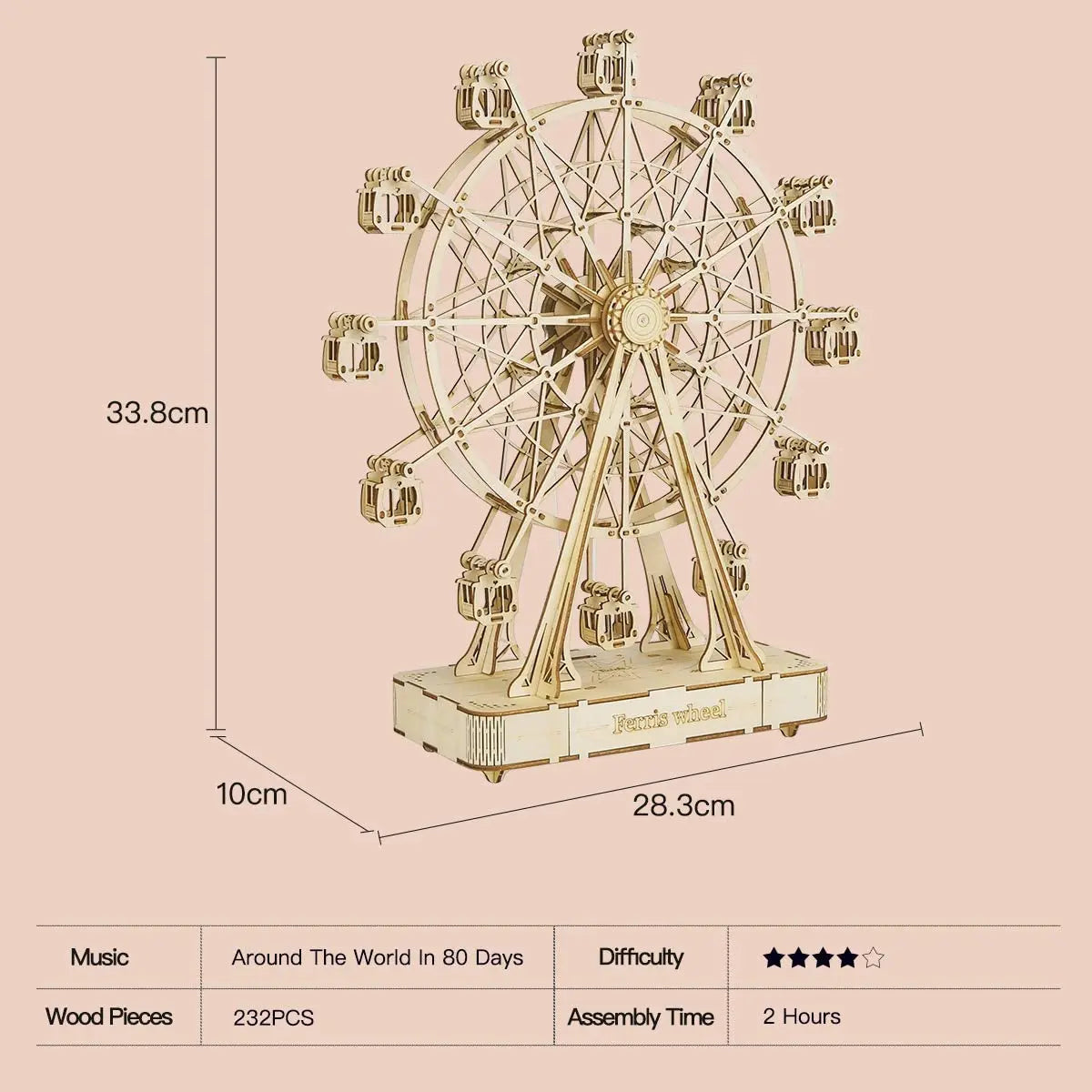 Robotime Rolife 232pcs Rotatable DIY 3D Ferris Wheel Wooden Model