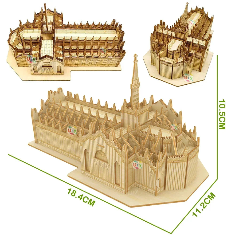 3D Wooden Puzzle : Eiffel Tower Leaning of Pisa Empire State Building World Architecture Model