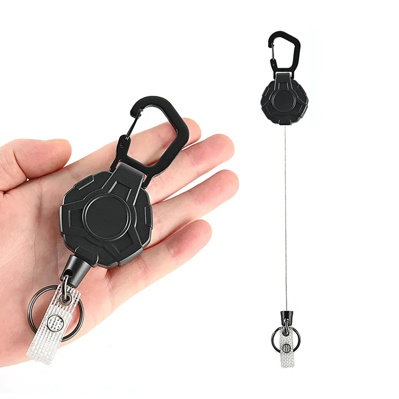 Anti-theft Metal Easy-to-pull Buckle Rope Elastic Keychain