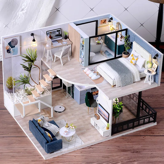 DIY 3D Puzzle: Wooden Doll House Kit with Furniture for Children's Birthday Gift