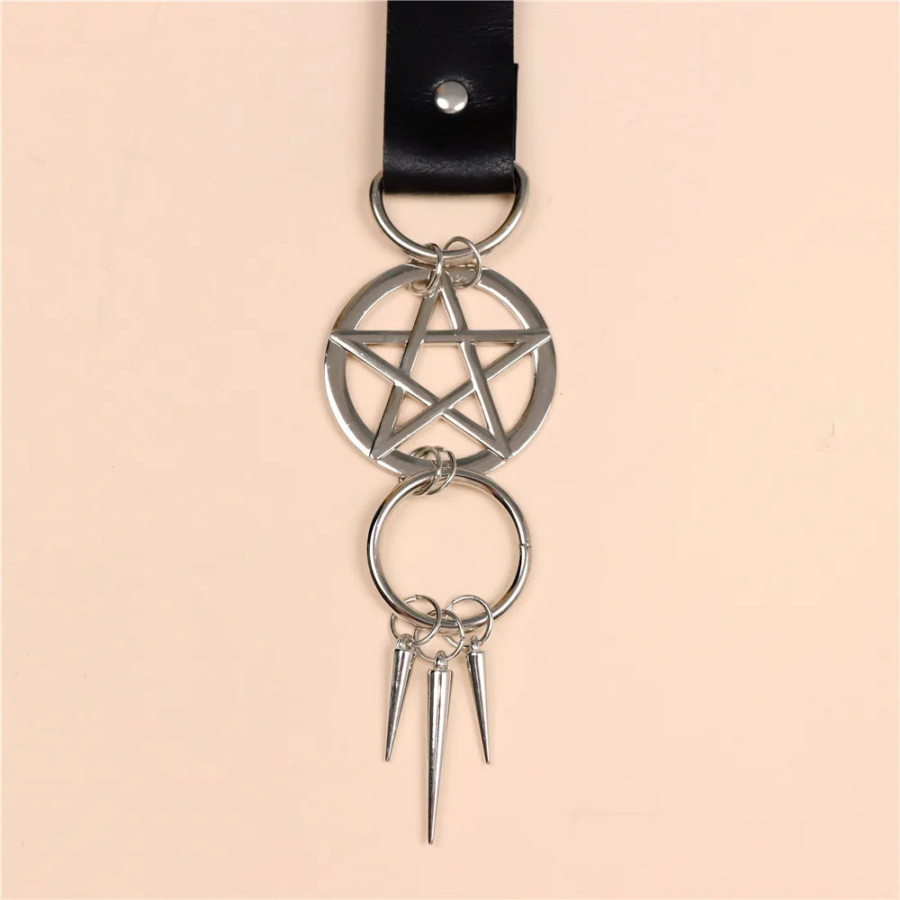 Fashion Chain Men Punk PU Leather Metal Keychain