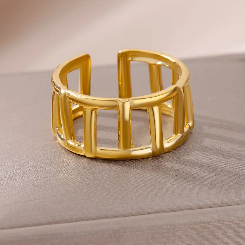 Gold-Plated Steel Rings: Aesthetic Couple Jewelry