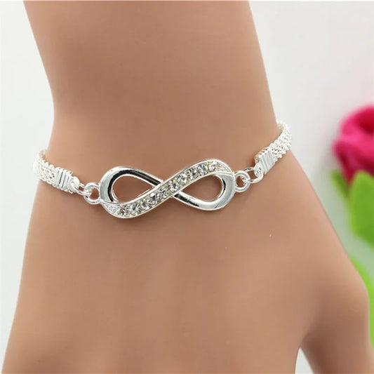 Infinity Bracelet: Rhinestone Charm for Couples