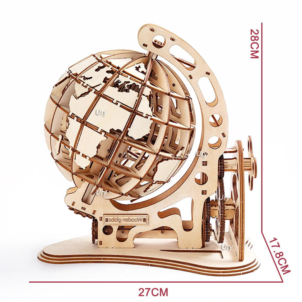 DIY 3D Puzzle: Mechanical Gear Style Wooden Globe for Children