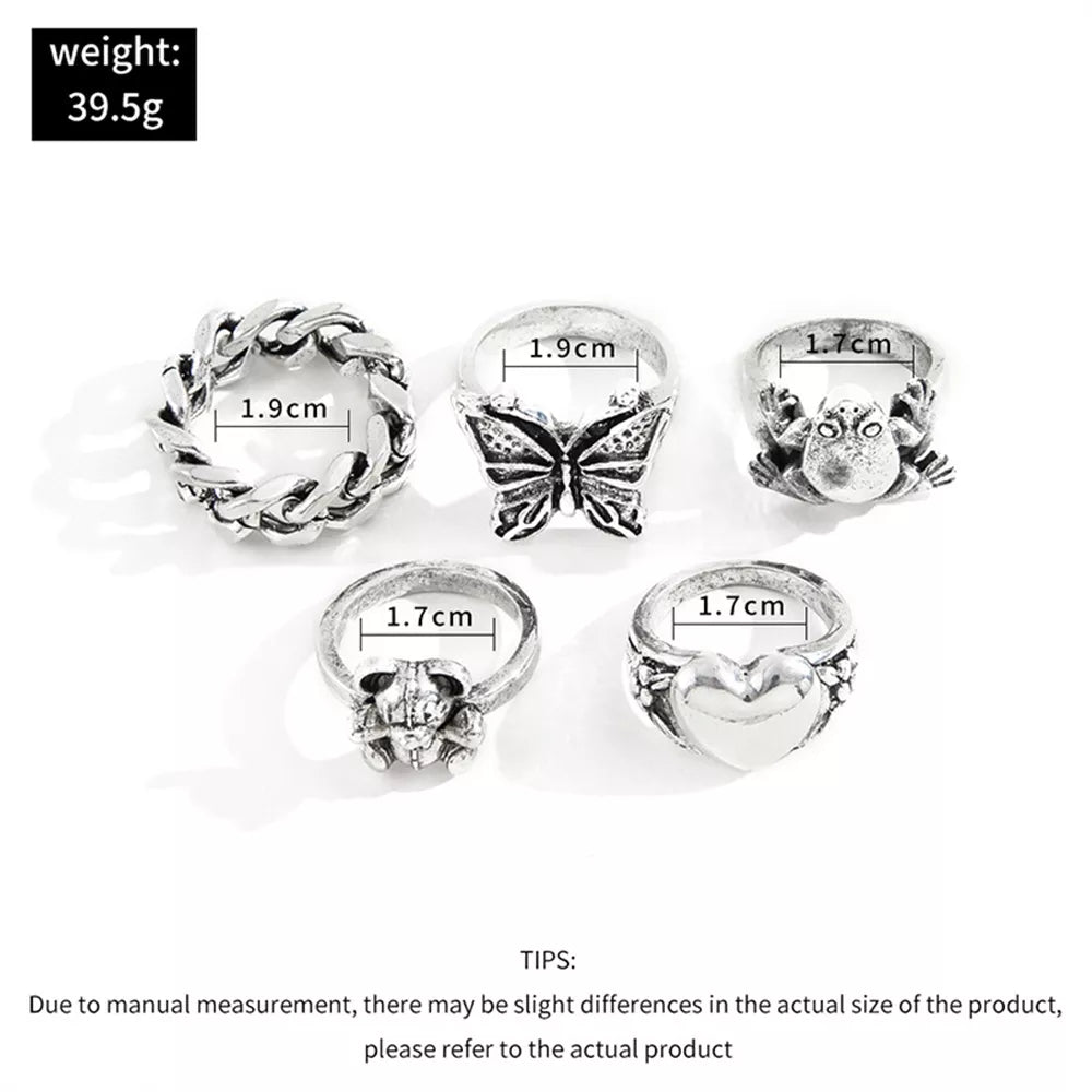 Gothic Punk Street Ring Set - Hip Accessories