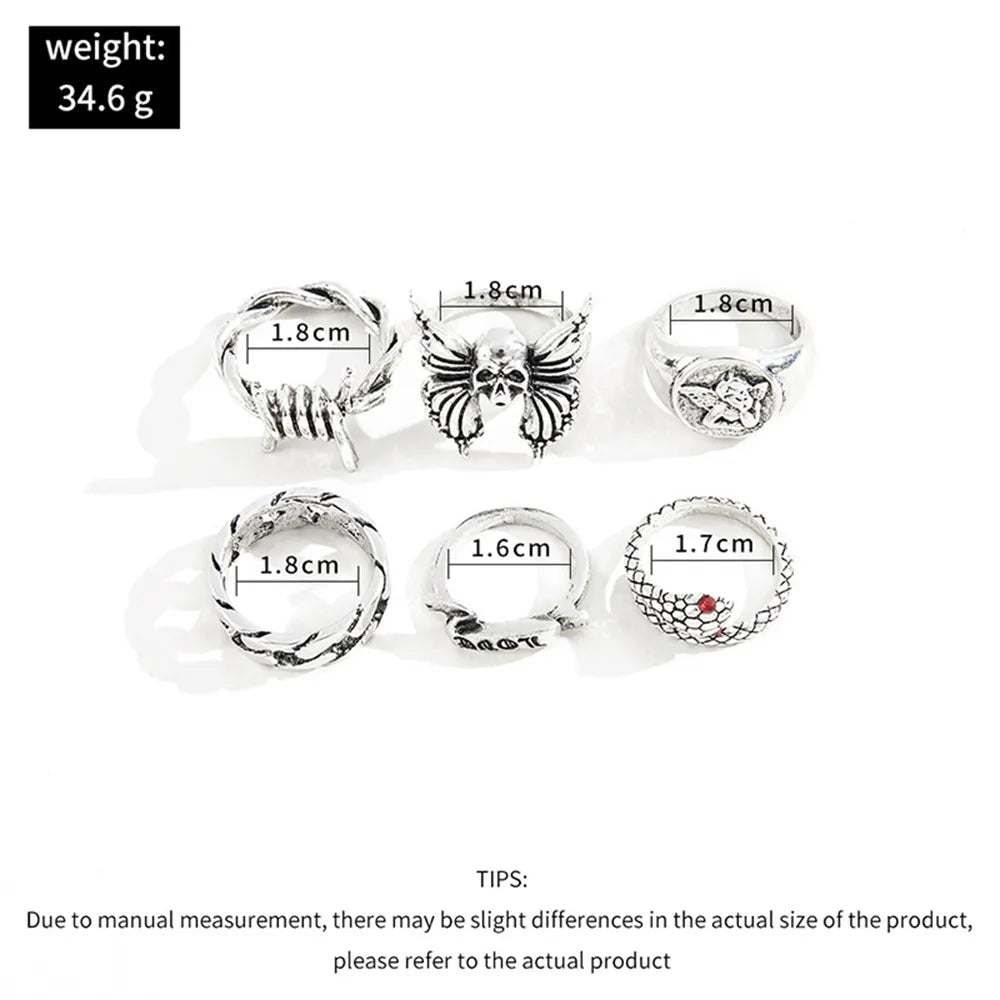 Gothic Punk Street Ring Set - Hip Accessories