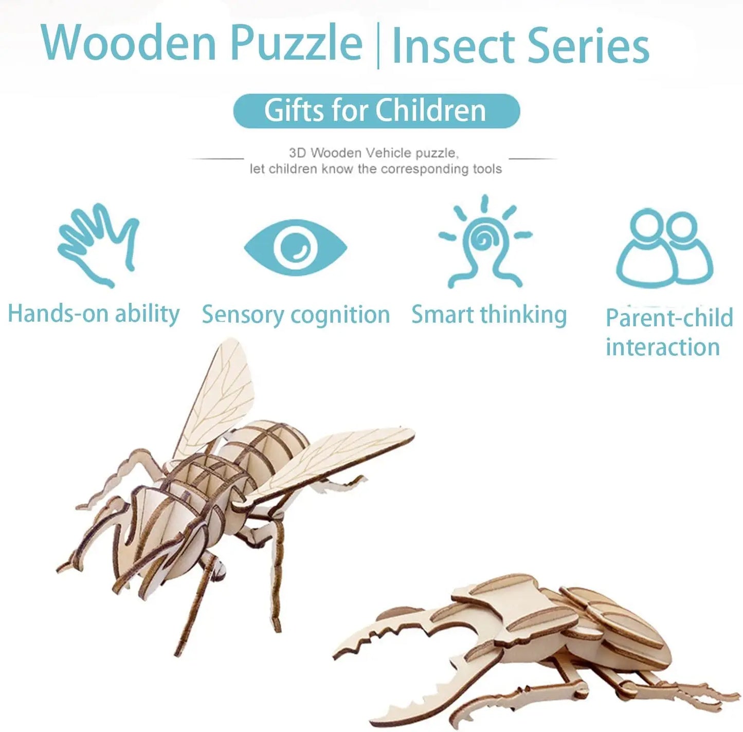 DIY 3D Wooden Insect Puzzle Animal Skeleton Assembly Model Gifts for Kids Adults Teens