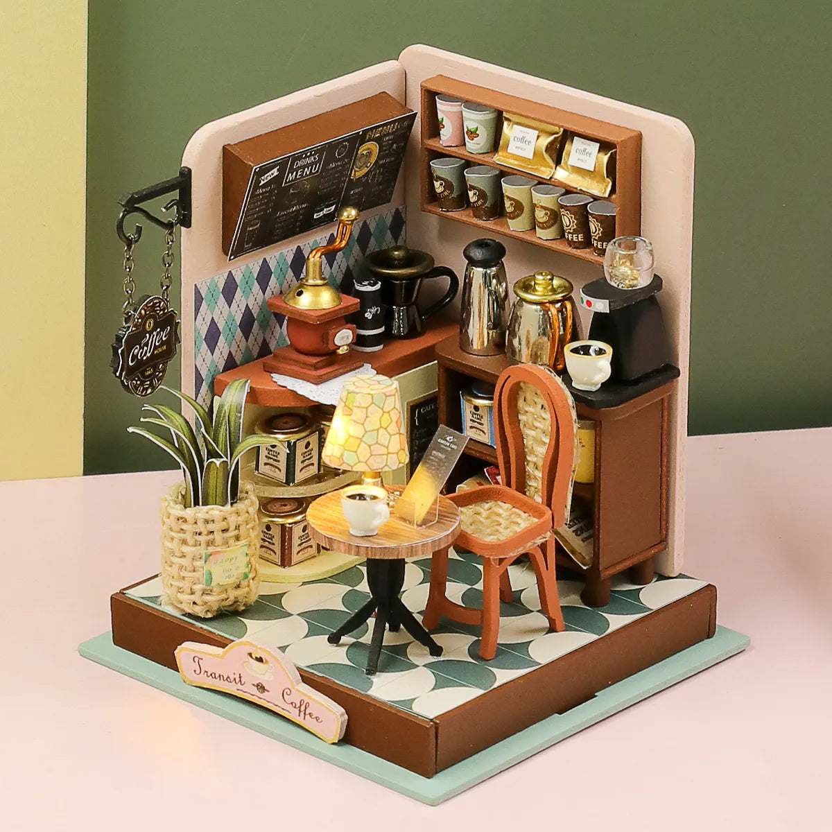 DIY 3D Puzzle: Mini Coffee Shop Baby House Kit with Wooden Furniture