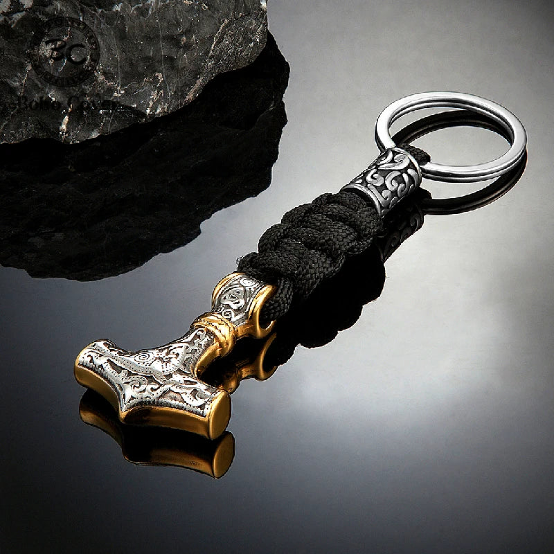 Vikings Thors Hammer Keychain – Stainless Steel Anchor Knife Pendant"