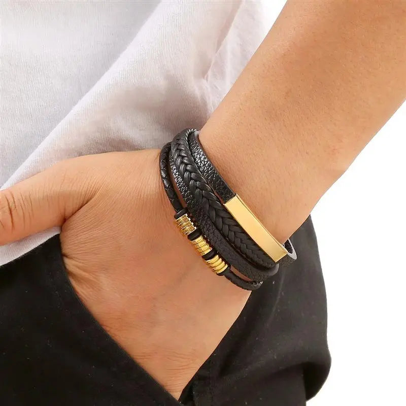 Classic Men's Leather Bracelet: New Style, Multi-layered