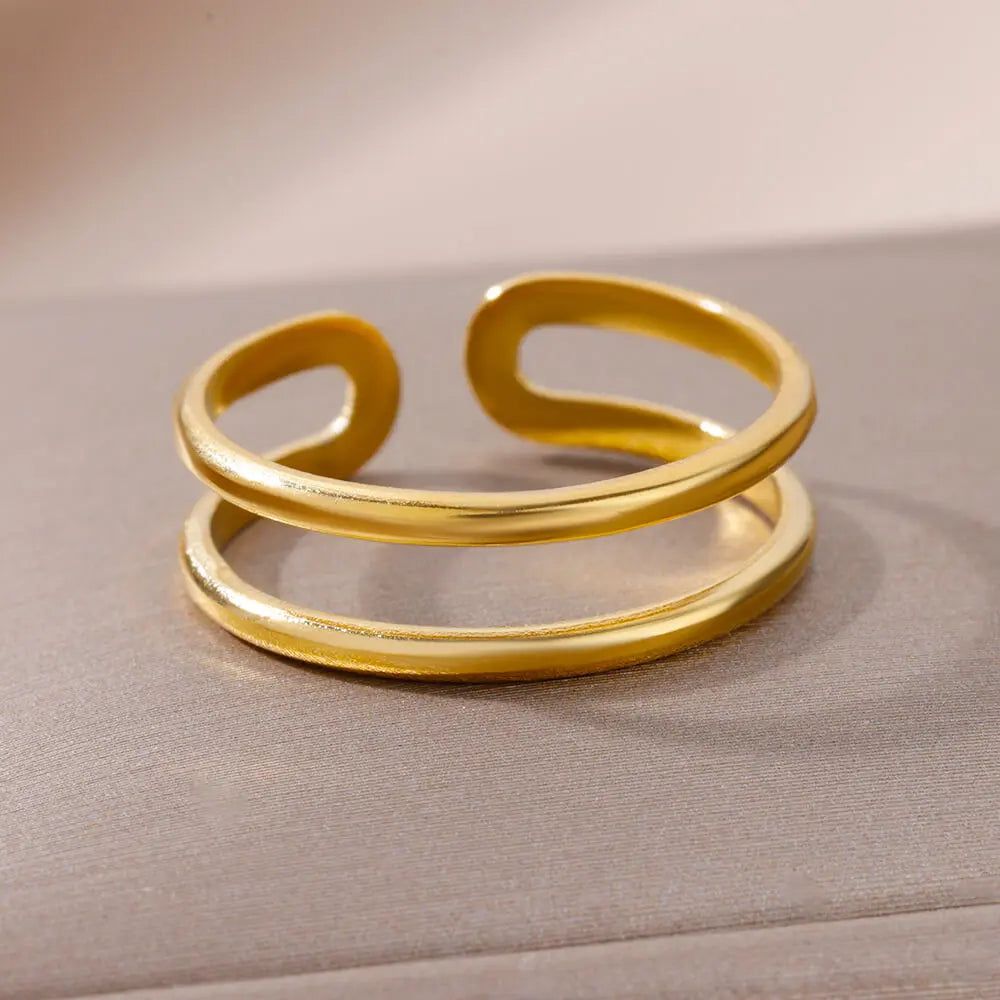 Gold-Plated Steel Rings: Aesthetic Couple Jewelry