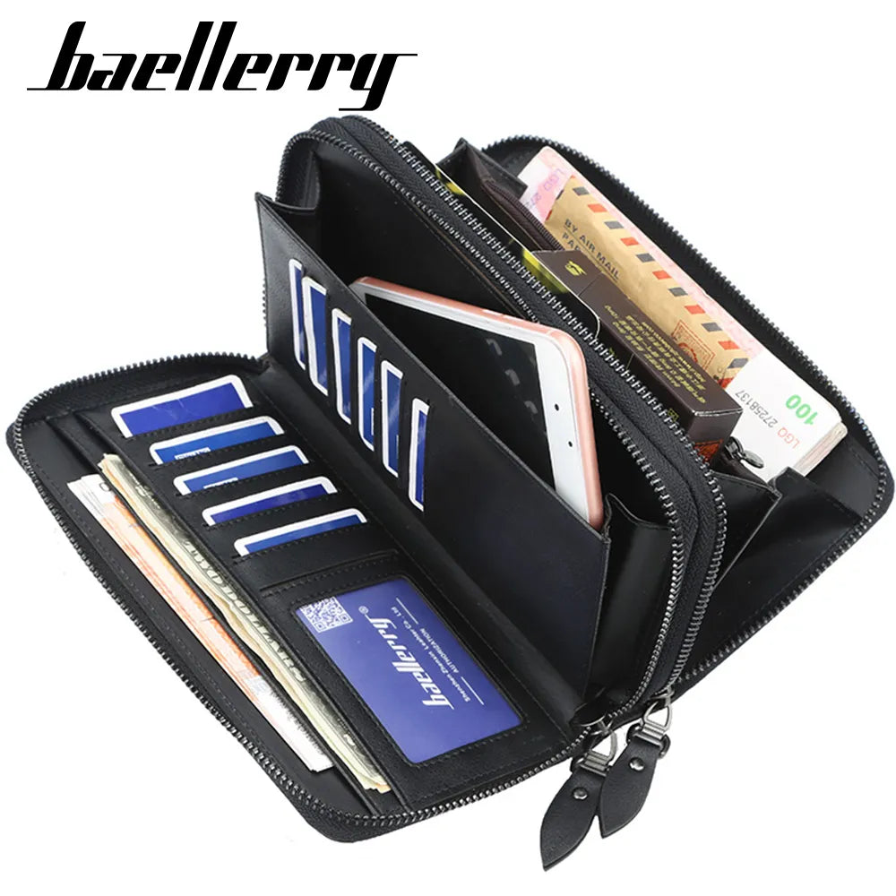 Men's Long Purse Men Wallets Double Zipper