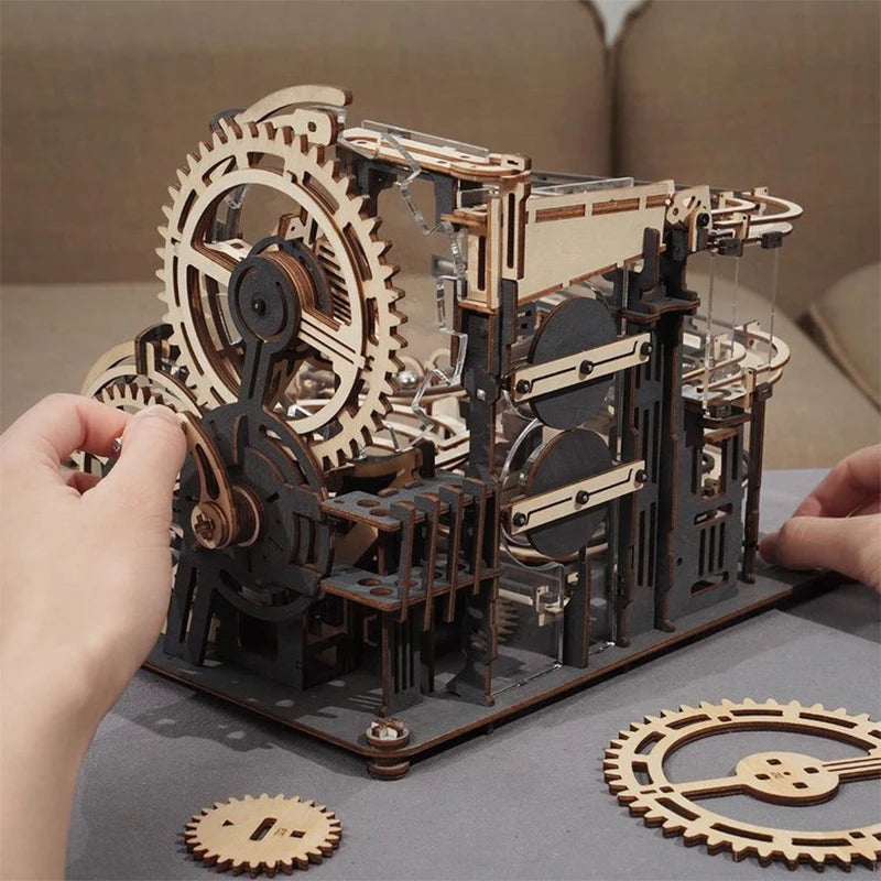 Robotime 3D Wooden Puzzle: Rokr Marble Run DIY Model Building Block Kit