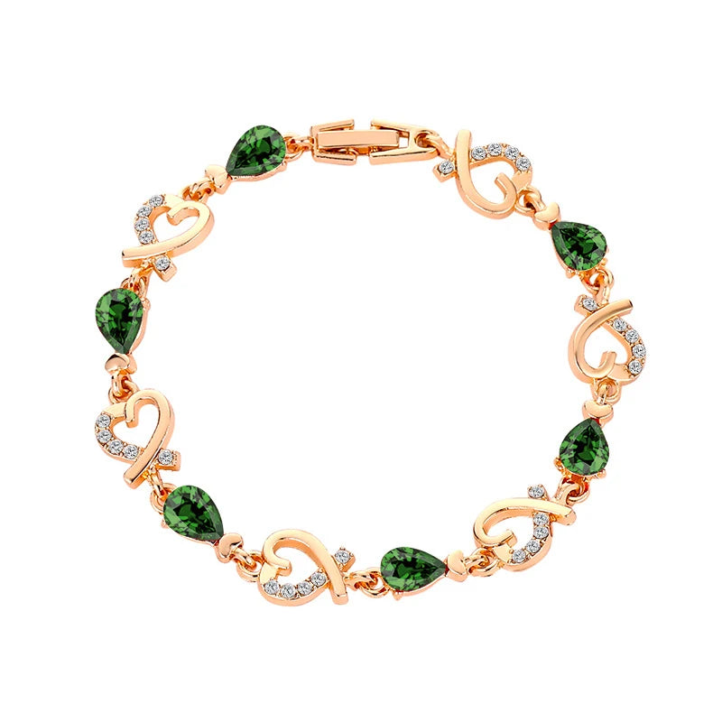 Beautiful Austrian Crystal Heart Bracelet: 5 Colors