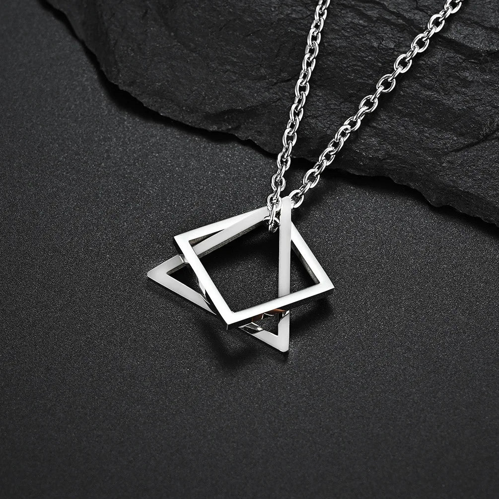 Geometric Pendant: Stainless Steel Modern Streetwear