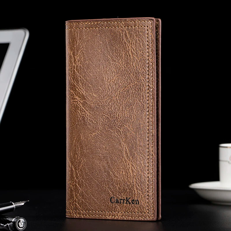 Long Leather Wallet - Ultra Thin, Trendy, Multi Card