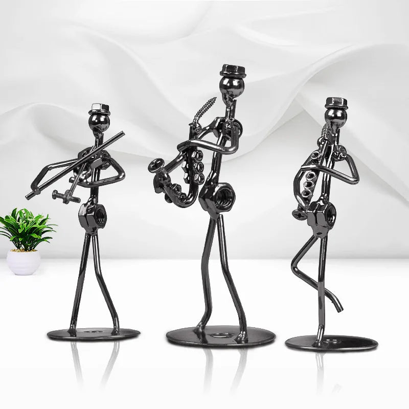 Metal Musician Guitar PlayerIron Art Collectible Figurine Home Cafe Office Book Shelf Decorate