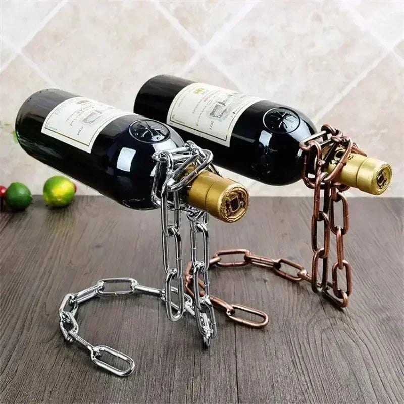 Magical Suspension iron Chain Wine Racks One Bottle Wine Display Racks Stand Holder Bar Decoration