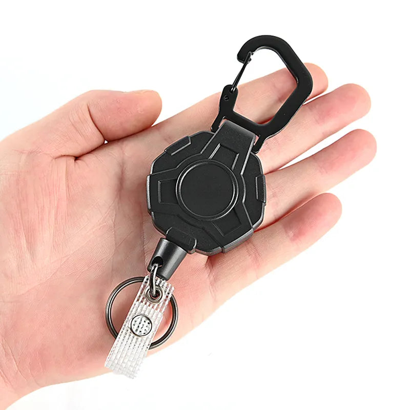 Anti-theft Metal Easy-to-pull Buckle Rope Elastic Keychain