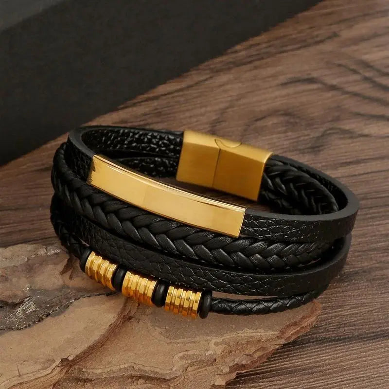 Classic Men's Leather Bracelet: New Style, Multi-layered