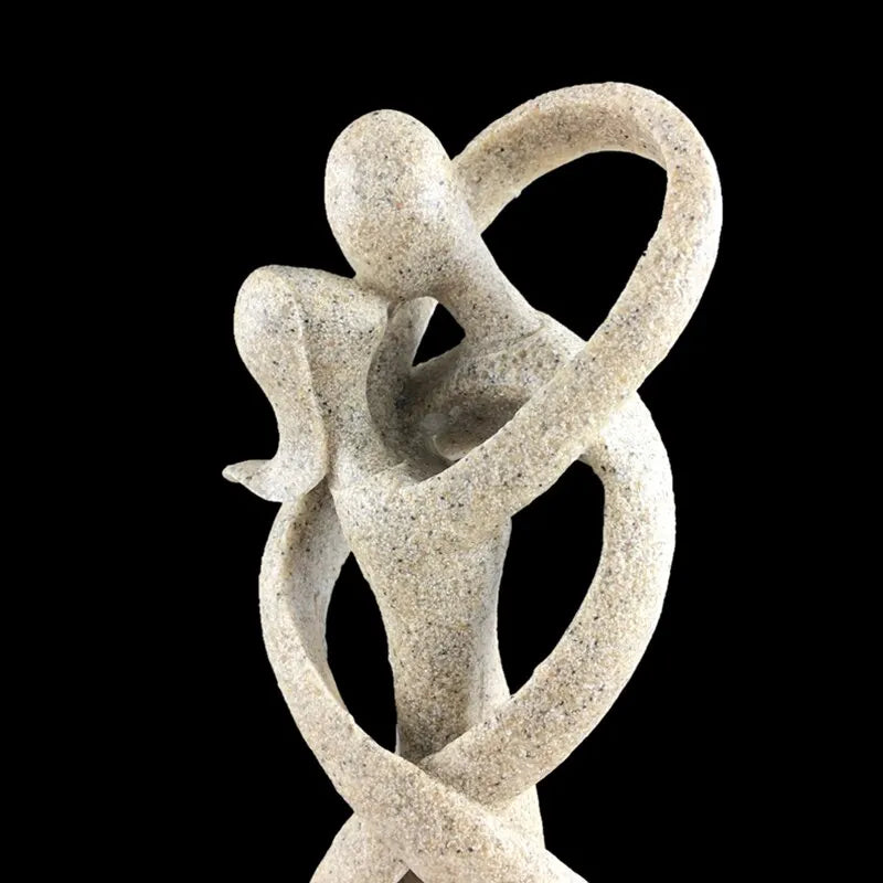 Resin Sandstone Embrace Couple Figurines Abstract Art Lover Statues Valentine's Day