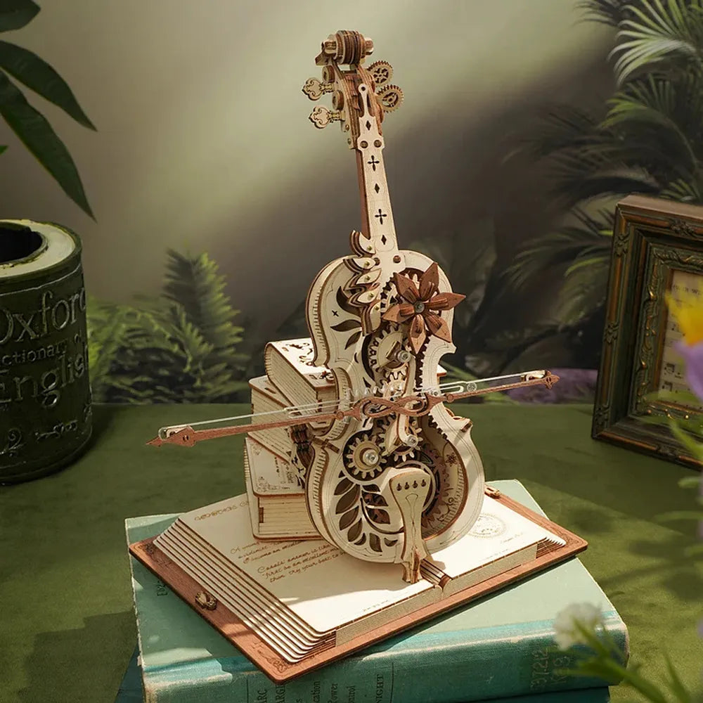 Robotime ROKR 3D Wooden Puzzle Magic Cello Mechanical Music Box