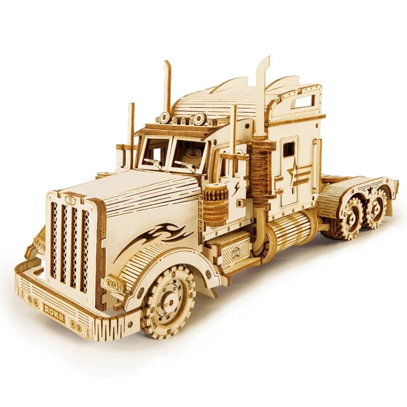 Robotime Rokr 3D Wooden Puzzle Montessori Toys Steam Train, Army Jeep Model Building