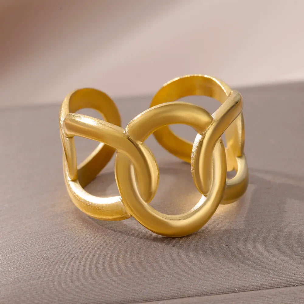 Gold-Plated Steel Rings: Aesthetic Couple Jewelry