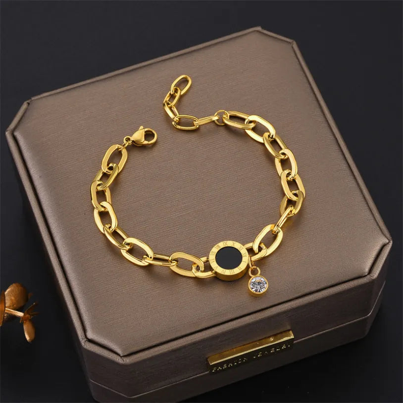 316L Stainless Steel Link Chain Bracelet: Exquisite Gold Elegance