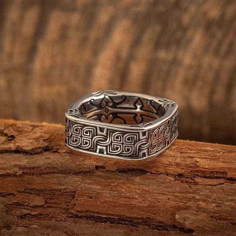 Irish Crazy Celtic Knot Square Vintage Ring Men's Fashion Punk Hip Hop Jewelry Gift