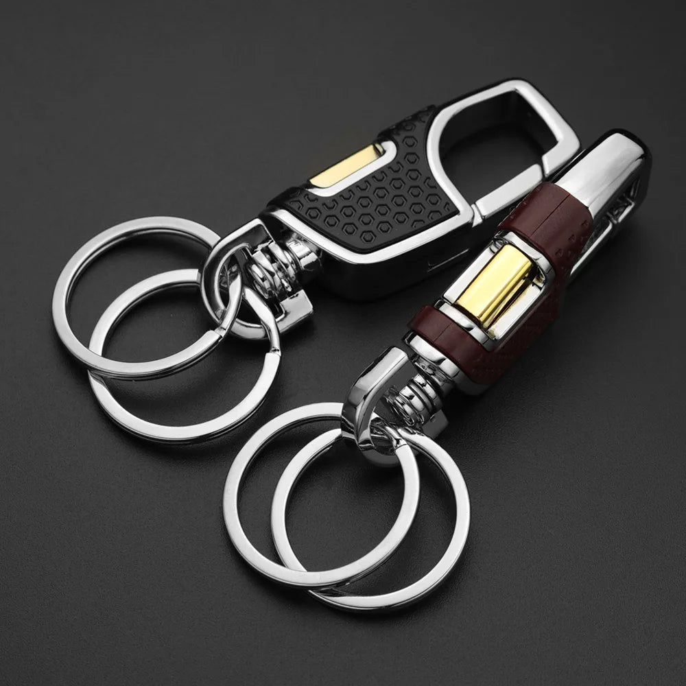 Simple Double Switch Keychain Metal 360 Degrees Rotatable Key Holder Rings