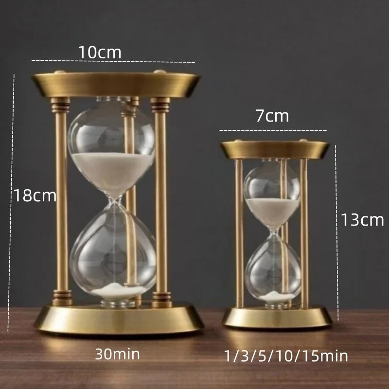 1- 15 Minutes European Retro Metal Hourglass Timekeeper Timer Room Office Desk Decoration