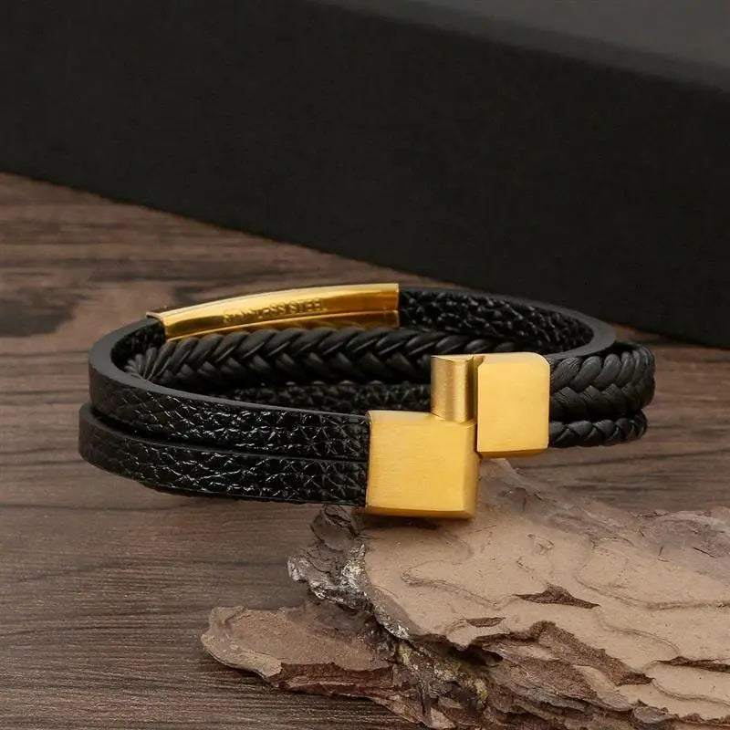 Classic Men's Leather Bracelet: New Style, Multi-layered